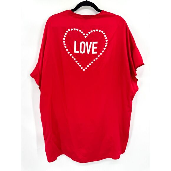NWT VICTORIA'S SECRET Red Flutter Sleeve "Love" Lightweight Satin Robe One Size - Picture 4 of 6